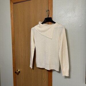 Worthington NWT Small Solid White Long Sleeve Mockneck Pullover Sweater